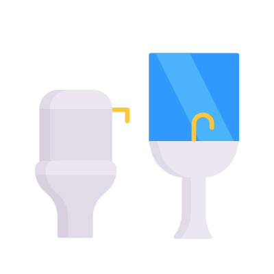 Toilet Room, Animated Icon, Flat