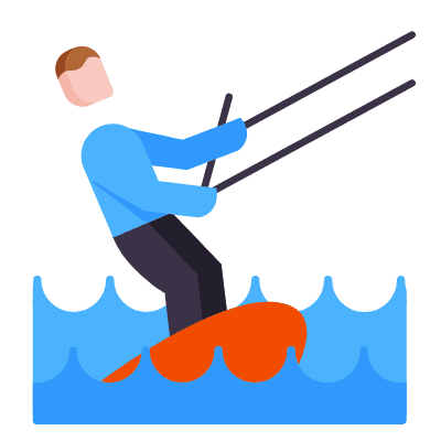 Kitesurfing, Animated Icon, Flat