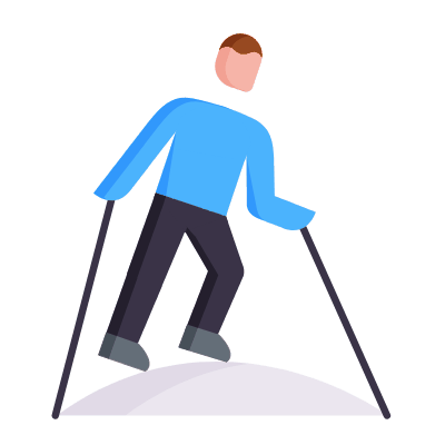 Ski Simulator, Animated Icon, Flat