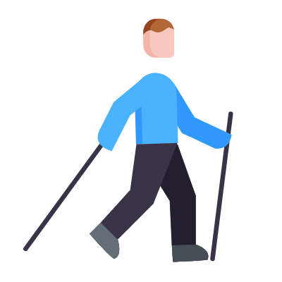Nordic Walking, Animated Icon, Flat