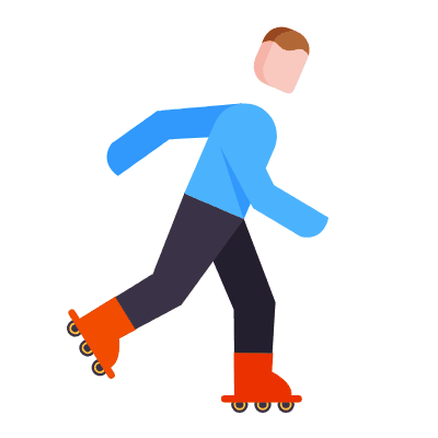 Roller Skating, Animated Icon, Flat