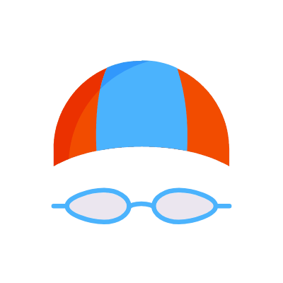 Swimmer Cap, Animated Icon, Flat