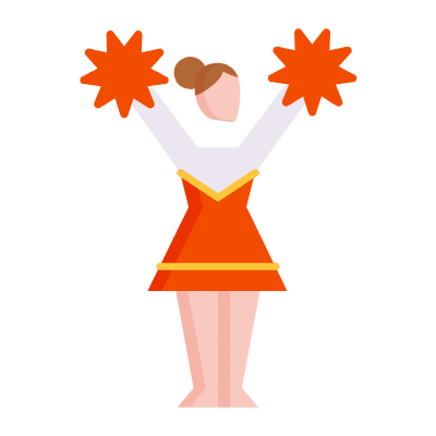 Cheerleader, Animated Icon, Flat