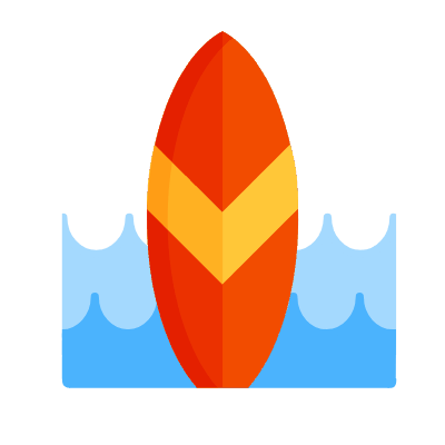 Surfboard, Animated Icon, Flat