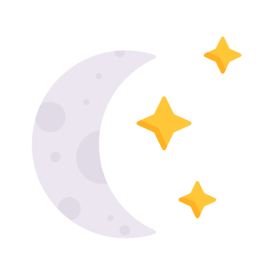 Moon Stars, Animated Icon, Flat