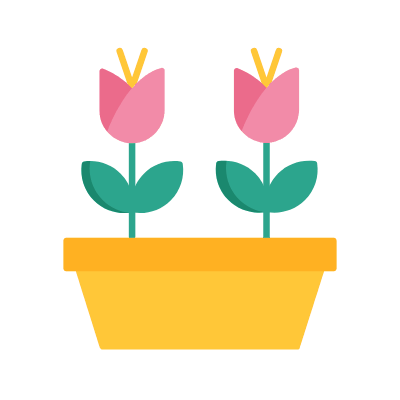 Pot Flower, Animated Icon, Flat