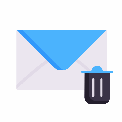 Envelope Trash, Animated Icon, Flat