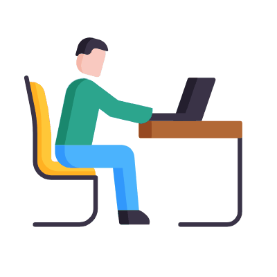 Person Office Work, Animated Icon, Flat