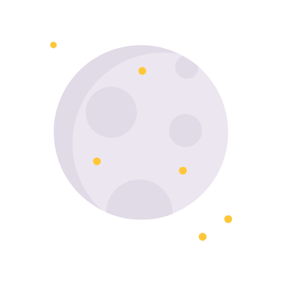 Moon, Animated Icon, Flat