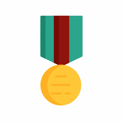 Military Medal, Animated Icon, Flat