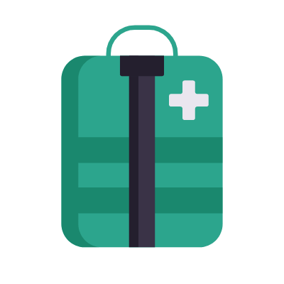 Military First Aid Kit, Animated Icon, Flat