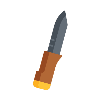 Military Knife, Animated Icon, Flat