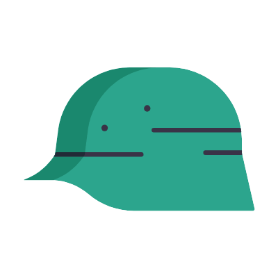 Military Helmet, Animated Icon, Flat