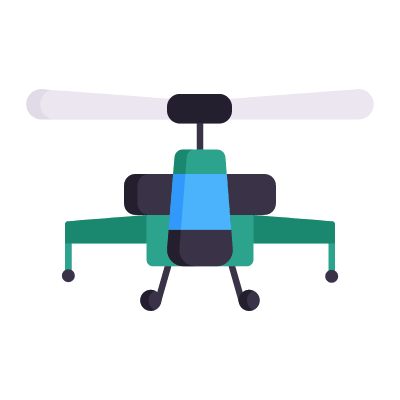 Helipcoter, Animated Icon, Flat