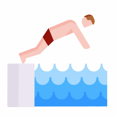 Diving, Animated Icon, Flat