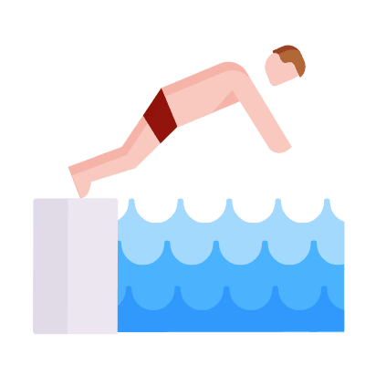 Diving, Animated Icon, Flat