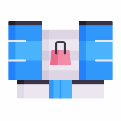 Shopping Mall, Animated Icon, Flat