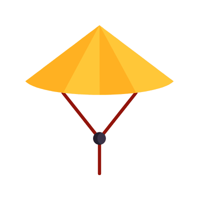 Asian Hat, Animated Icon, Flat