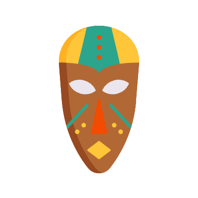 African Mask, Animated Icon, Flat