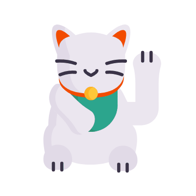 Maneki Cat, Animated Icon, Flat