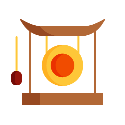 Gong, Animated Icon, Flat