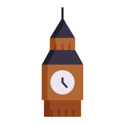 Big Ben, Animated Icon, Flat