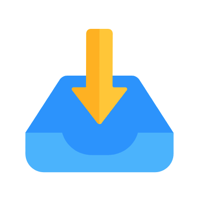 Inbox Download, Animated Icon, Flat