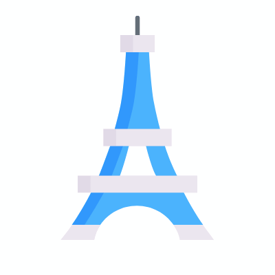 Eiffel Tower, Animated Icon, Flat