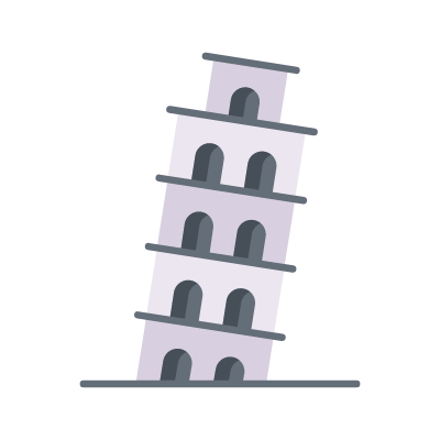Tower Of Pisa, Animated Icon, Flat