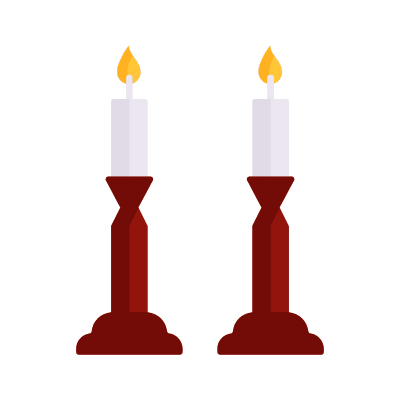 Shabbat Candles, Animated Icon, Flat
