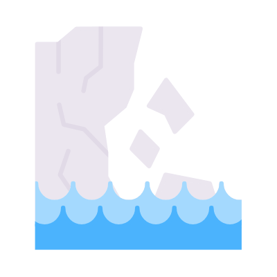 Melting Glacier, Animated Icon, Flat