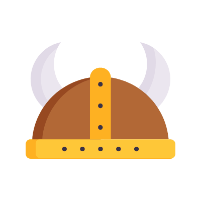 Viking Helmet, Animated Icon, Flat