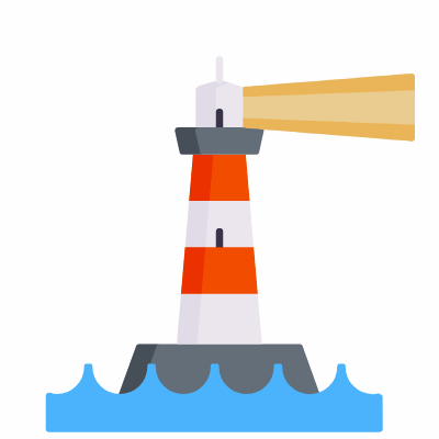 Lighthouse, Animated Icon, Flat