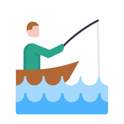 Fishing, Animated Icon, Flat
