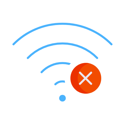 Wifi Cross, Animated Icon, Flat