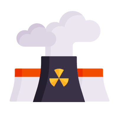 Nuclear plant, Animated Icon, Flat