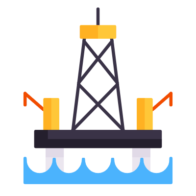 Oil rig, Animated Icon, Flat