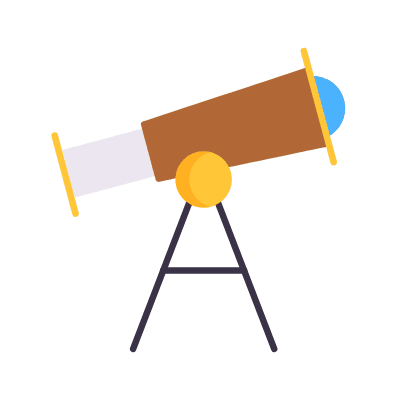 Telescope, Animated Icon, Flat
