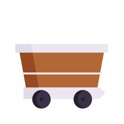 Mine Cart, Animated Icon, Flat