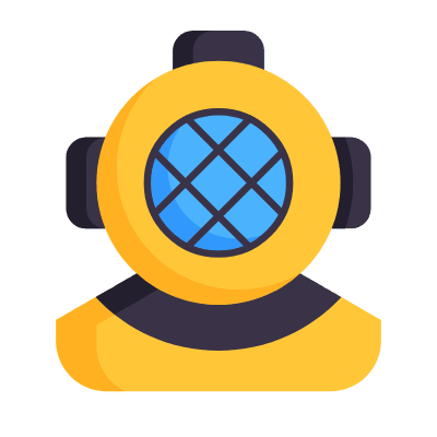 Diving helmet, Animated Icon, Flat