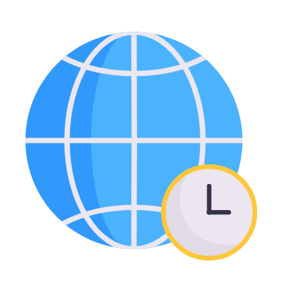 Globe Clock, Animated Icon, Flat