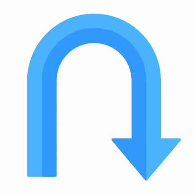 U Turn, Animated Icon, Flat