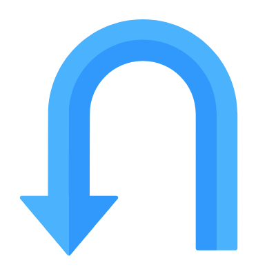 U Turn, Animated Icon, Flat