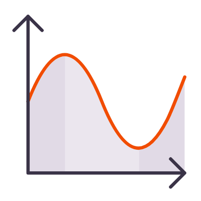 Wave Chart, Animated Icon, Flat