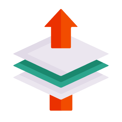 Layers Arrow Up, Animated Icon, Flat