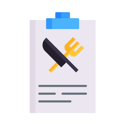 Clipboard Food Menu, Animated Icon, Flat