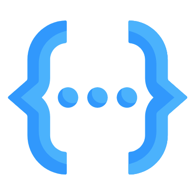 Curly Brackets Dots, Animated Icon, Flat