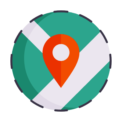 Location Pin Geofence, Animated Icon, Flat