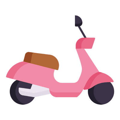 Vespa Scooter, Animated Icon, Flat