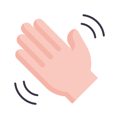 Hand Hello, Animated Icon, Flat